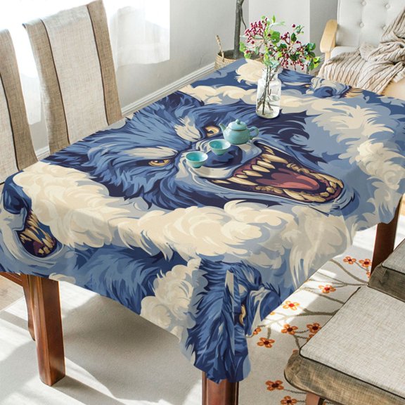 BZSMCE Square Tablecloth Blue Wolf Pattern Pattern Tableclothes