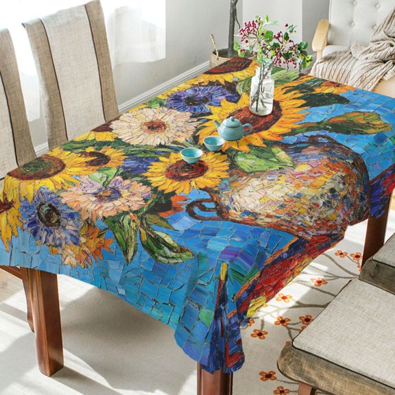 BZSMCE Square Tablecloth Bold Bouquet in Blissful Blue Pattern Tableclothes
