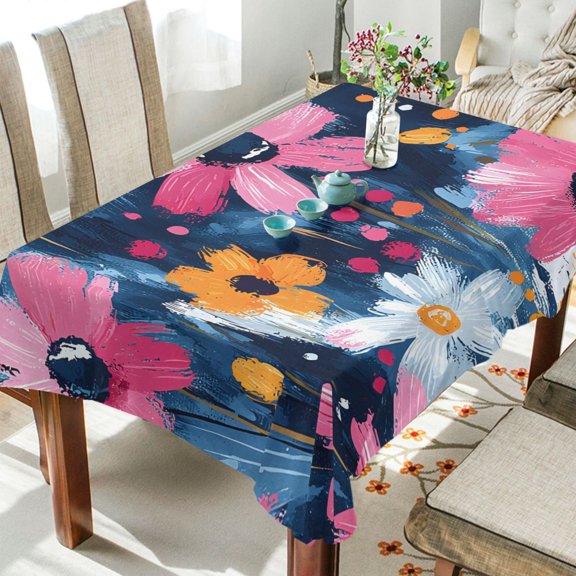 BZSMCE Square Tablecloth Bold Floral Splash Pattern Pattern Tableclothes