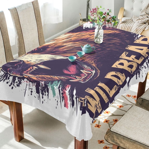BZSMCE Square Tablecloth Brown Wild Bear Pattern Tableclothes