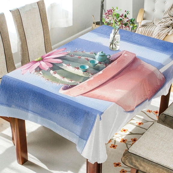 YAZAOO Square Tablecloth Cactus in Pot Pattern Tableclothes