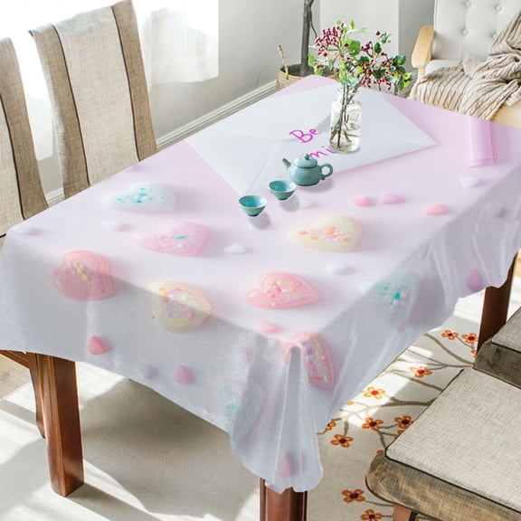 BZSMCE Square Tablecloth Candy Conversation Hearts Pattern Tableclothes