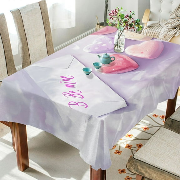 BZSMCE Square Tablecloth Candy Conversation Hearts Pattern Tableclothes