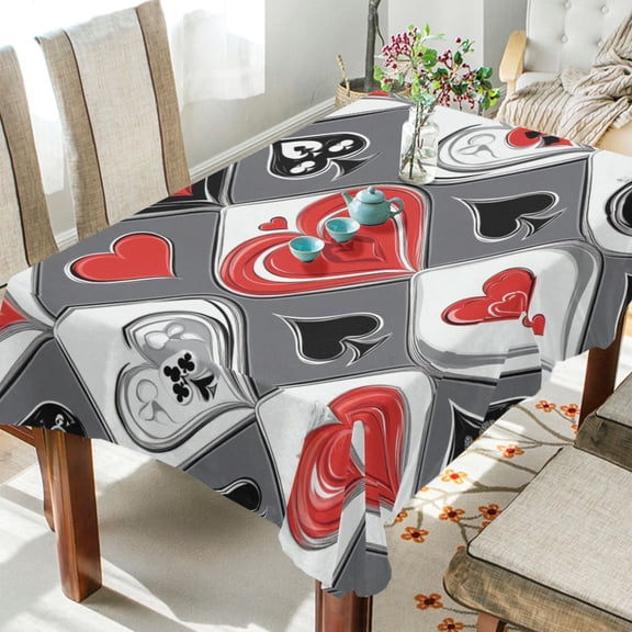 BZSMCE Square Tablecloth Cardinal Hearts Pattern Tableclothes