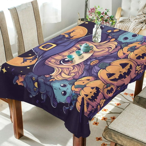 BZSMCE Square Tablecloth Cartoon Anime Witch Pattern Tableclothes