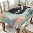 thumbnail image 1 of BZSMCE Square Tablecloth Cat Meets Koi Pattern Tableclothes, 1 of 9