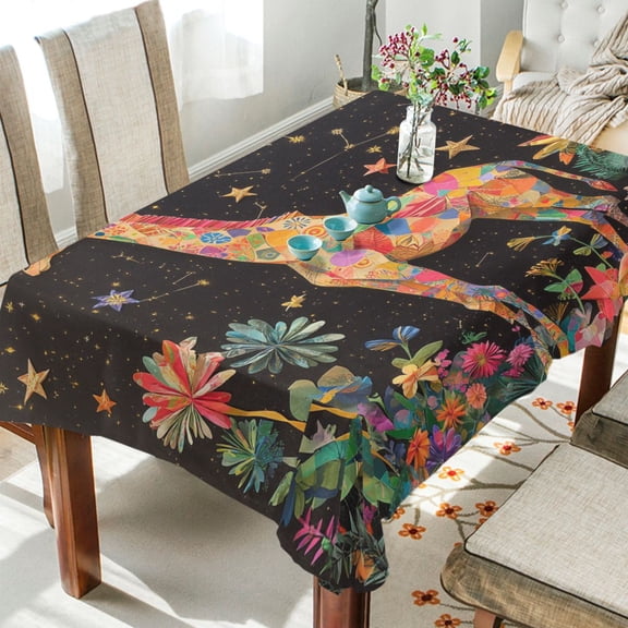 BZSMCE Square Tablecloth Celestial Giraffe Pattern Tableclothes