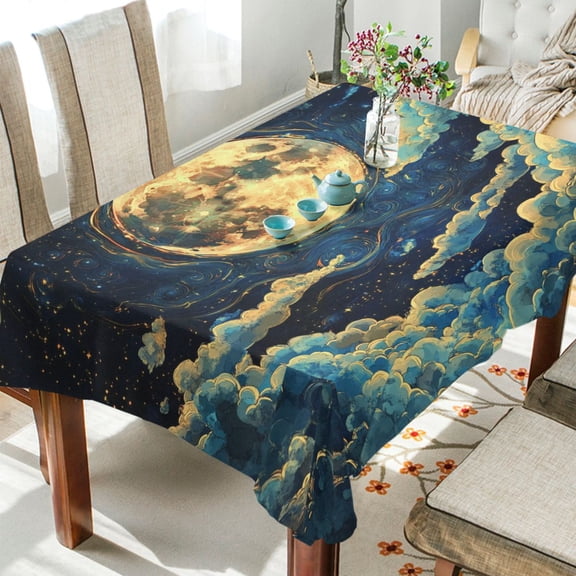 BZSMCE Square Tablecloth Celestial Moonlit Dream Pattern Tableclothes