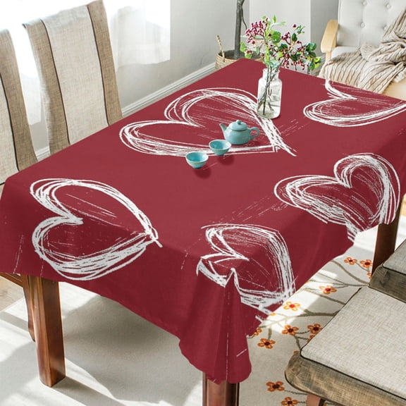 BZSMCE Square Tablecloth Chalkboard Sweethearts Pattern Tableclothes