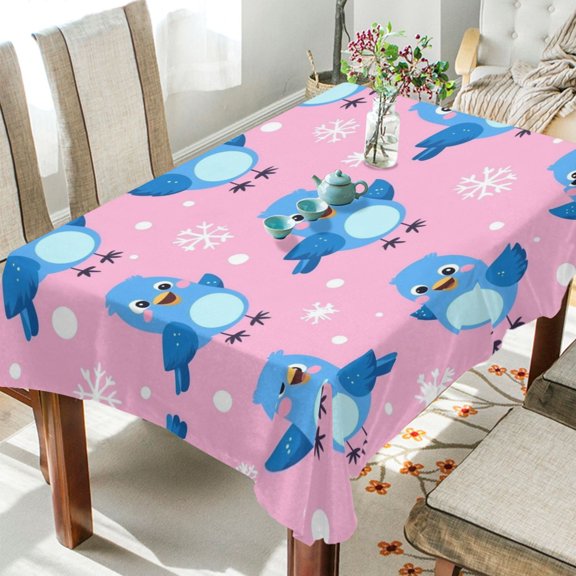 BZSMCE Square Tablecloth Cheerful Bluebird Parade Pattern Tableclothes
