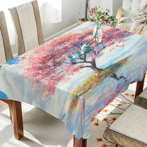 BZSMCE Square Tablecloth Cherry Blossom Serenity Pattern Tableclothes