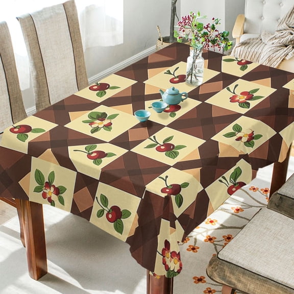 BZSMCE Square Tablecloth Cherry Patchwork Pattern Tableclothes