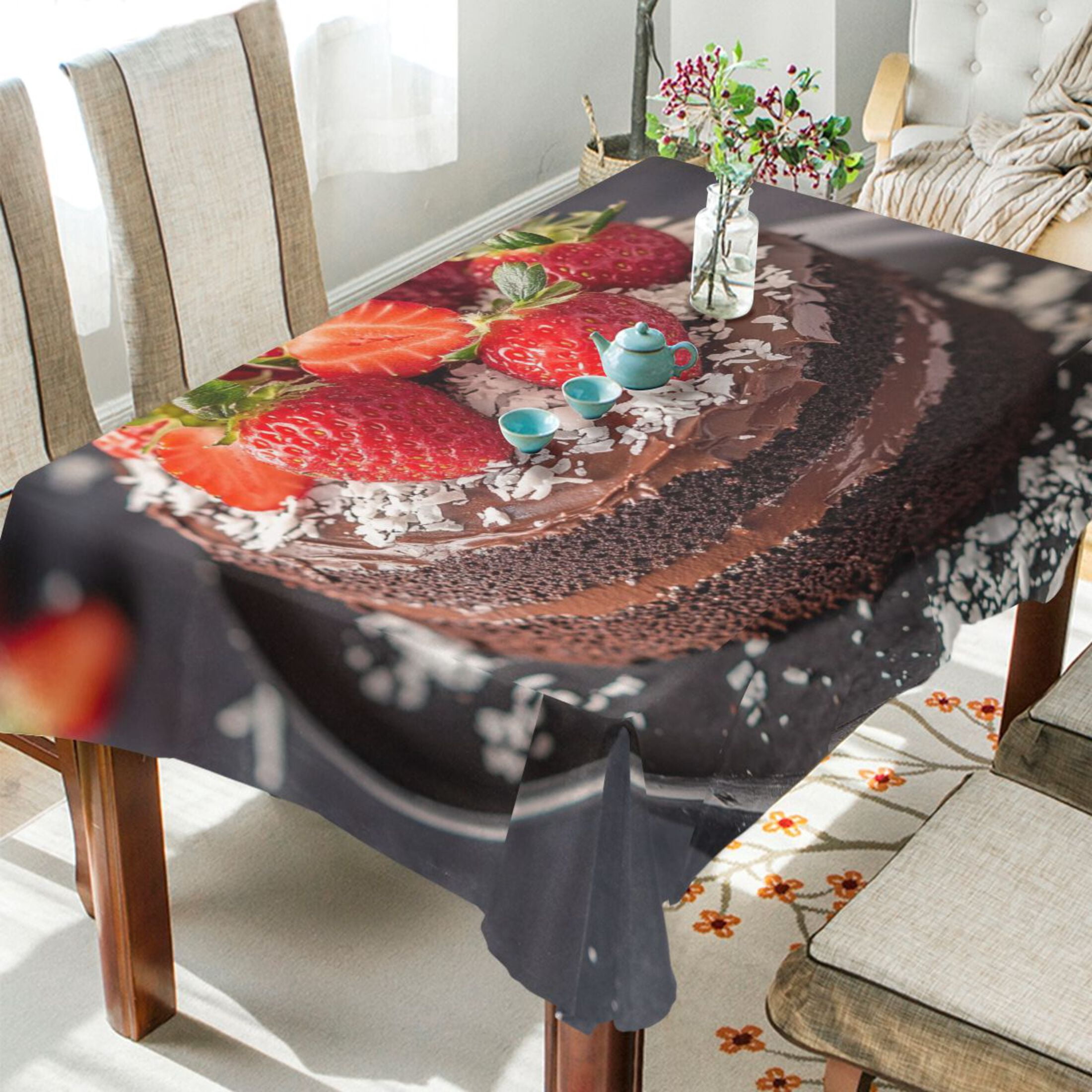 BZSMCE Square Tablecloth Chocolate Cake Pattern Tableclothes - Walmart.com
