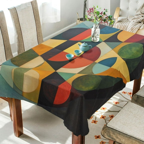 BZSMCE Square Tablecloth Circles and Triangles Pattern Tableclothes