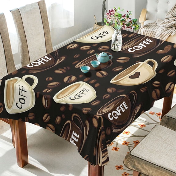 BZSMCE Square Tablecloth Coffee Lovers' Delight Pattern Tableclothes