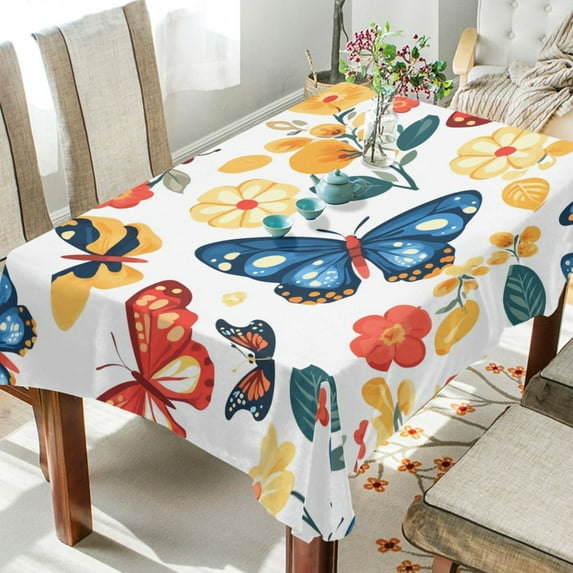 BZSMCE Square Tablecloth Colorful Butterfly Pattern Pattern Tableclothes