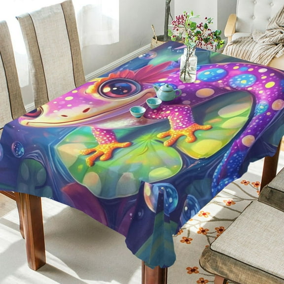 BZSMCE Square Tablecloth Colorful Frog Pattern Tableclothes