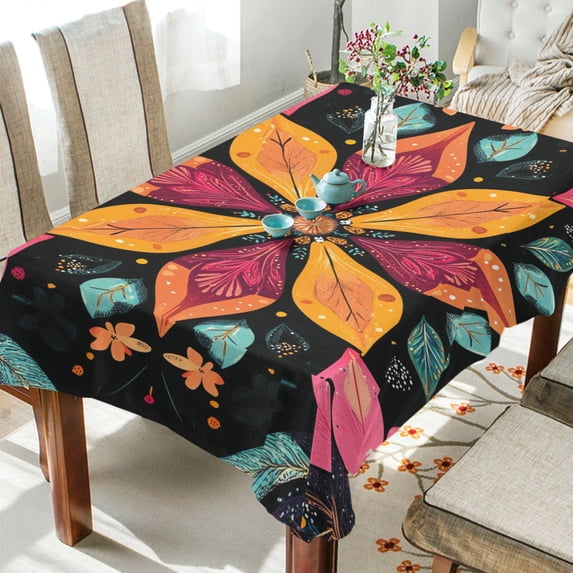 BZSMCE Square Tablecloth Colorfull Botany Pattern Pattern Tableclothes