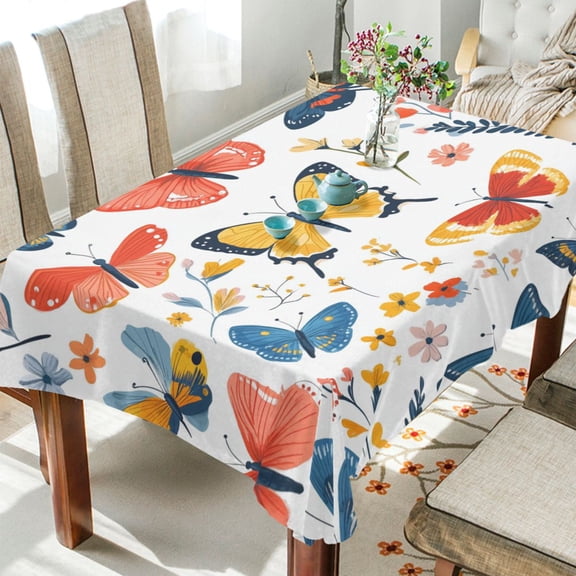 BZSMCE Square Tablecloth Colorfull Butterfly Pattern Tableclothes
