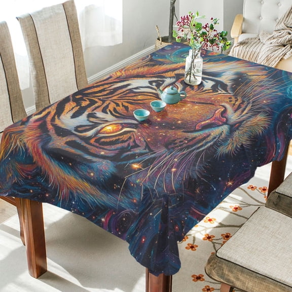 BZSMCE Square Tablecloth Cosmic Tigers Pattern Tableclothes