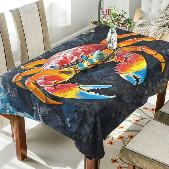 BZSMCE Square Tablecloth Crab Painting Pattern Tableclothes