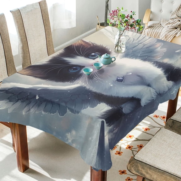 BZSMCE Square Tablecloth Cute Cats with Wings Pattern Tableclothes