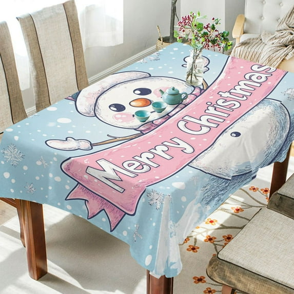 BZSMCE Square Tablecloth Cute Snowman Painting Pattern Tableclothes