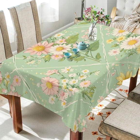 BZSMCE Square Tablecloth Daisy Delight Pattern Tableclothes