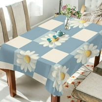 BZSMCE Square Tablecloth Daisy Delight on Blue Pattern Tableclothes