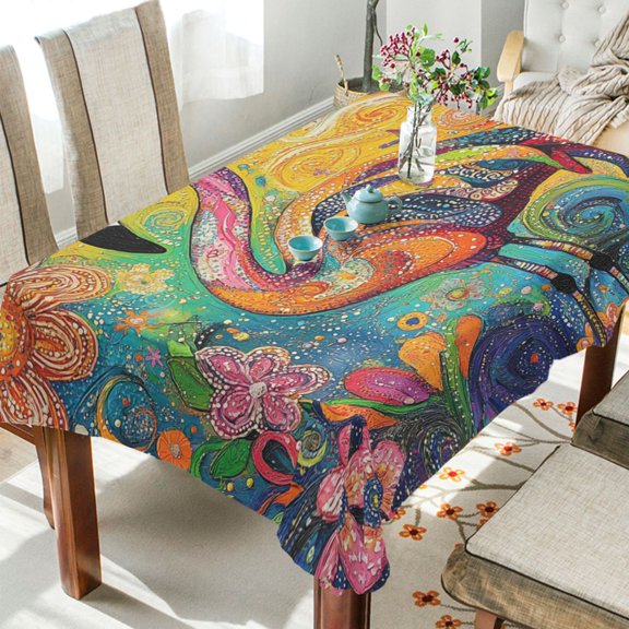 BZSMCE Square Tablecloth Dancing Flamingo in Vibrant Bliss Pattern Tableclothes