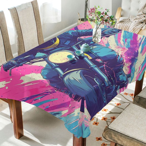 BZSMCE Square Tablecloth Daring Ride Through Vibrant Energy Pattern Tableclothes