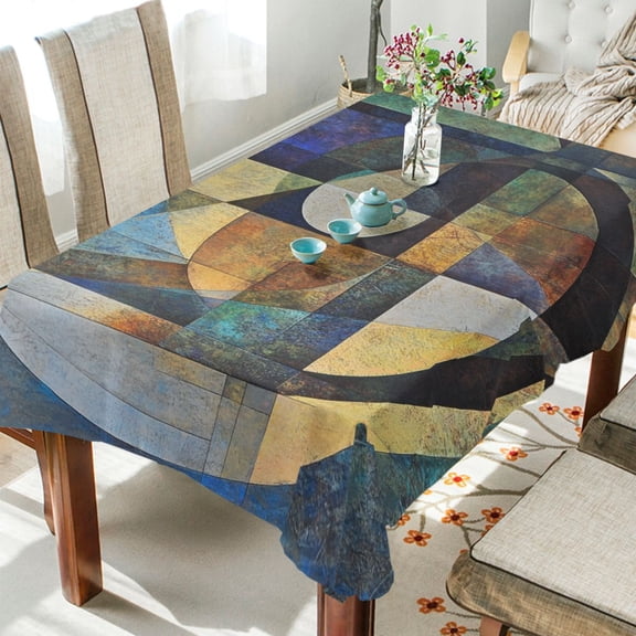 BZSMCE Square Tablecloth Design Circles and Triangles Pattern Tableclothes