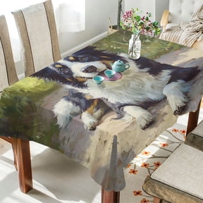BZSMCE Square Tablecloth Design Dog Paniting Pattern Tableclothes