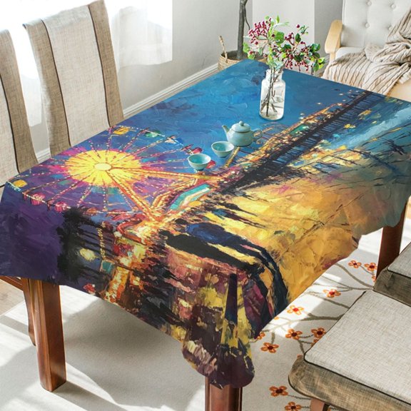 BZSMCE Square Tablecloth Design Ferris Wheel Painting Pattern Tableclothes