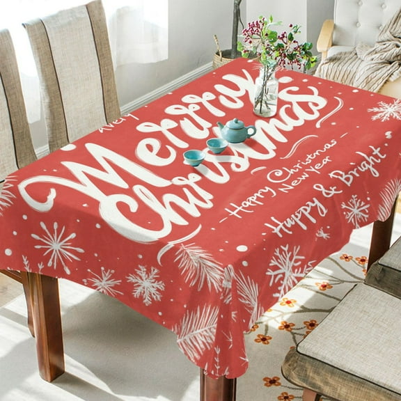 BZSMCE Square Tablecloth Design Merrh Christmas Print Pattern Tableclothes