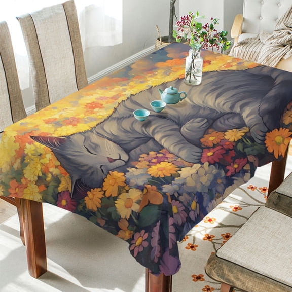 BZSMCE Square Tablecloth Dreamland Cat Pattern Tableclothes