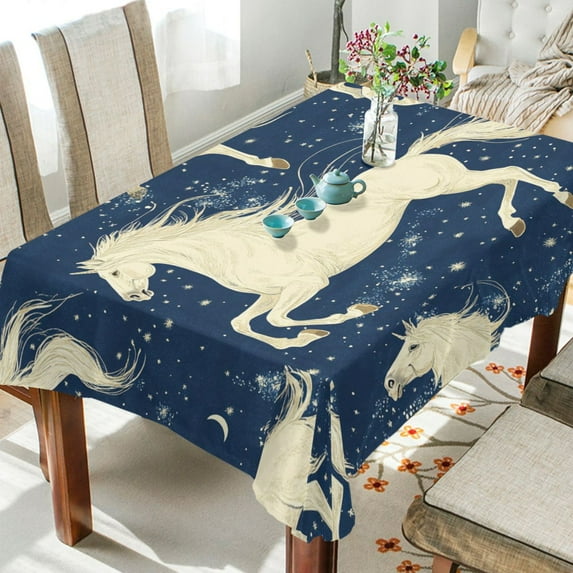 BZSMCE Square Tablecloth Dreamy Unicorns Pattern Tableclothes