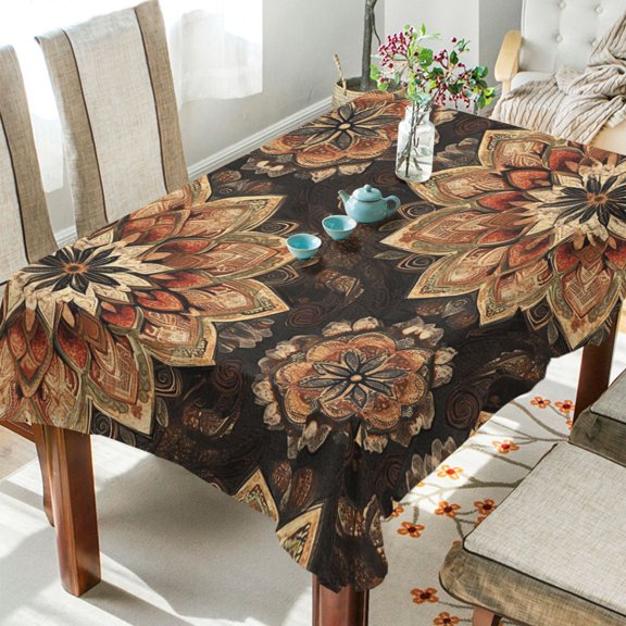 BZSMCE Square Tablecloth Earthy Elegance Pattern Tableclothes