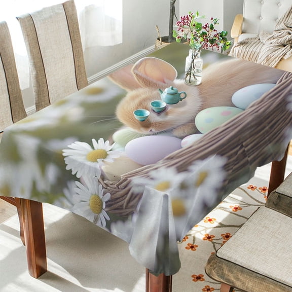 BZSMCE Square Tablecloth Easter Bunny Nest Pattern Tableclothes