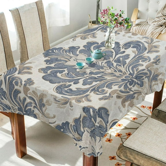 BZSMCE Square Tablecloth Elegant Blue Floral Damask Pattern Tableclothes