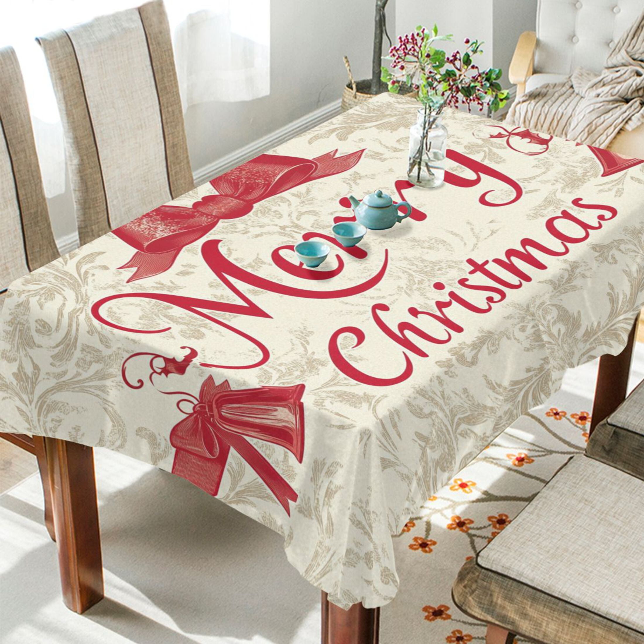 Pink Christmas Tablecloth