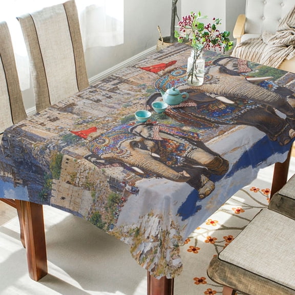 BZSMCE Square Tablecloth Elephant Pattern Tableclothes