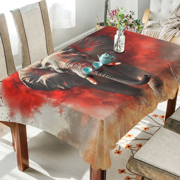 BZSMCE Square Tablecloth Elephant Running Pattern Tableclothes