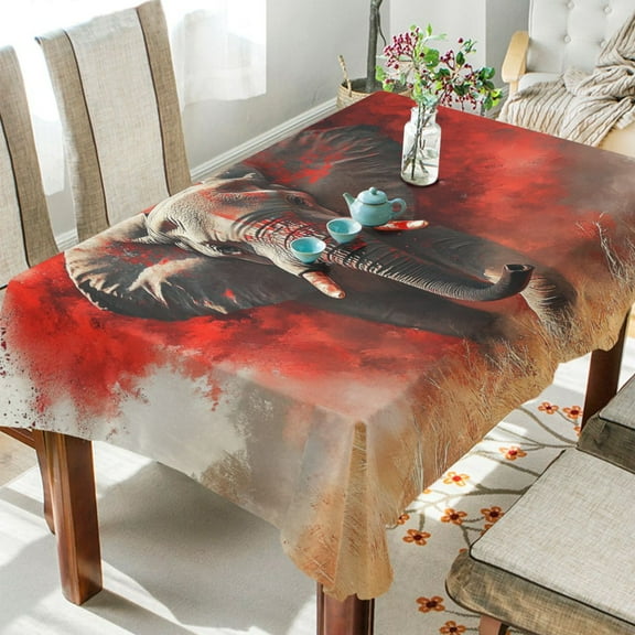 BZSMCE Square Tablecloth Elephant Running Pattern Tableclothes