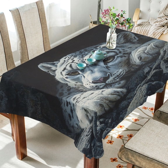 BZSMCE Square Tablecloth Fashion Snow Leopard Painting Pattern Tableclothes