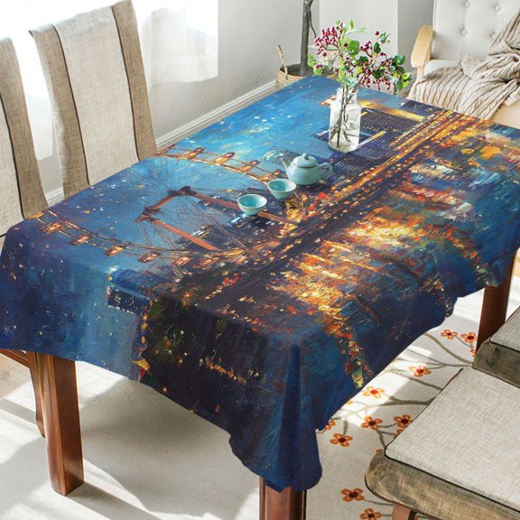 BZSMCE Square Tablecloth Ferris Wheel Painting Pattern Tableclothes
