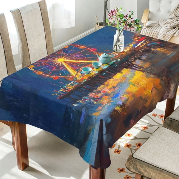 BZSMCE Square Tablecloth Ferris Wheel Painting Pattern Tableclothes