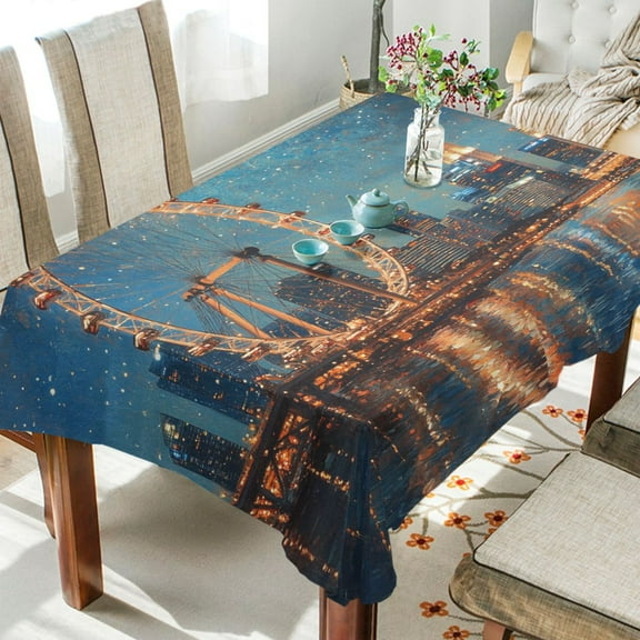 BZSMCE Square Tablecloth Ferris Wheel Painting under Dark Pattern Tableclothes