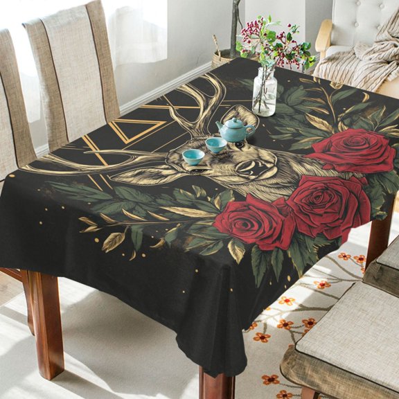 BZSMCE Square Tablecloth Ffyy3_design_an_emblem_featuring_the_head_of_a_deer_with_antler_4850b562-7ea4-4947-ab3a-198f8253fd9b Pattern Tableclothes
