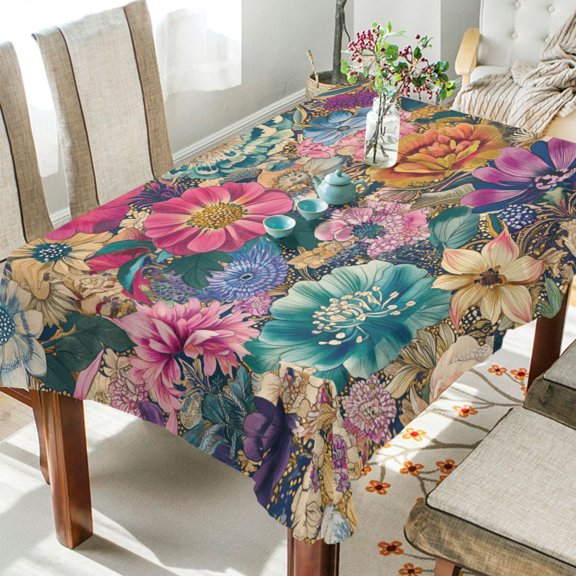 BZSMCE Square Tablecloth Floral Fantasy Pattern Tableclothes